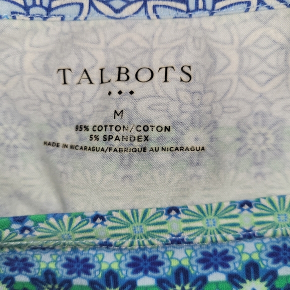 Talbots Cotton 3/4 Sleeve Medium Top in Aqua, Blue, and Green - Picture 3 of 4